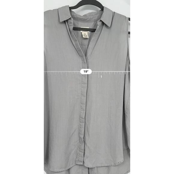 Andrea Jovine Women's XL Sleeveless Button Down Shirt Gray - Picture 4 of 5